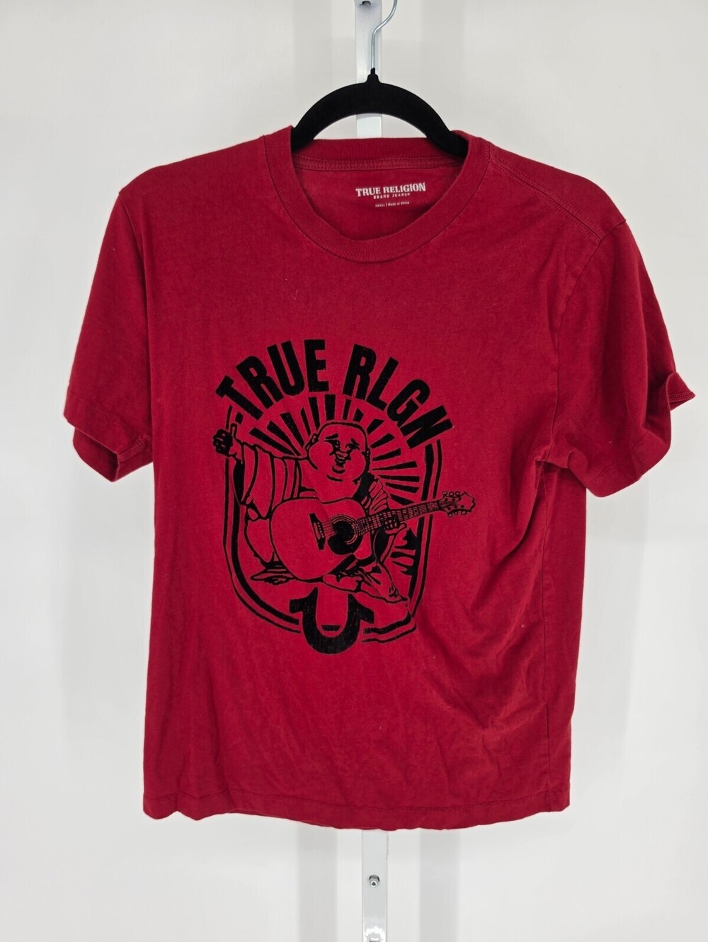 Vintage Y2K True Religion Mens Sz S Short Sleeve Graphic T Shirt Red Buddha